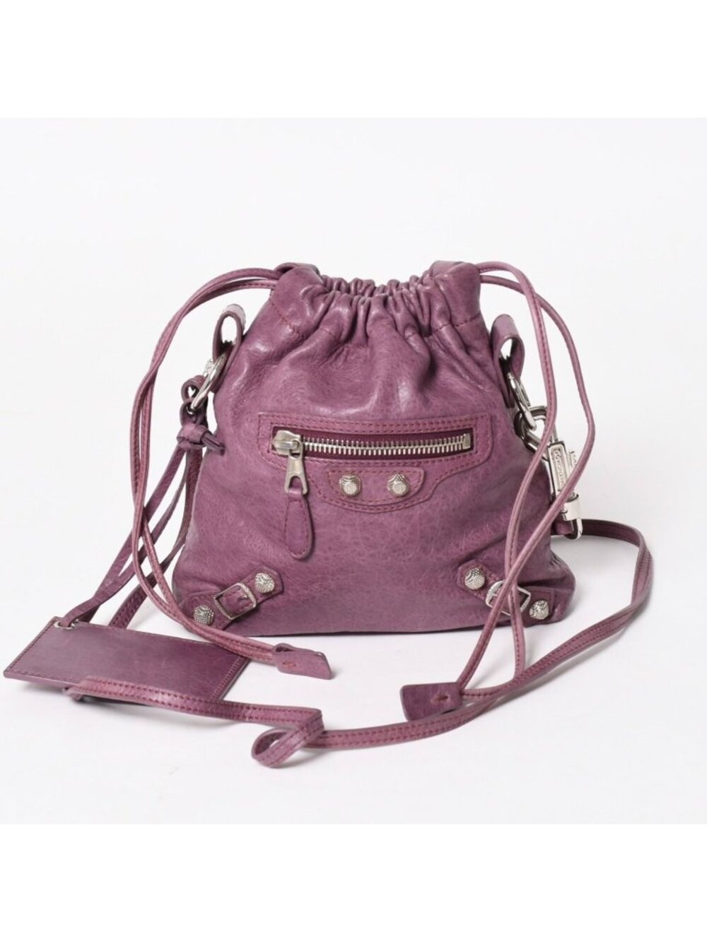 Balenciaga Shoulder Bag Pouch Purple Silver